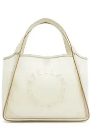 Stella Mccartney Logo-embroidered Crochet-mesh Tote - Cream ONE SIZE