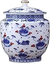 Tea jar,Tea caddy, Tea Tin Food Storage Canister Chinese Blue and White Ceramic Tea Canister Packaging Box Multifunctional Sealing Jar Large Storage Jar.(M)