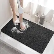 HITSLAM Shower mat Non Slip, 24 x 16 Inch Bath Mat for Tub with Drain Holes, Soft PVC Loofah Bathtub Mat Non Slip, Quick Drying Bathroom Shower Mat, Black
