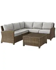 Crosley Furniture Bradenton 4Pc Outdoor Wicker Sectional Set