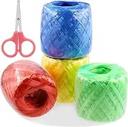 Swpeet 4 Rolls 4 Clors 200 Yards Polyester Nylon Plastic Rope Twine Household Bundled with Scisccor Assortment Kit Perfect for Polyester Nylon Plastic Rope Twine Household Bundled