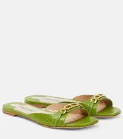 [Tom Ford] Tom Ford Whitney snake-effect leather slides AU 6 green