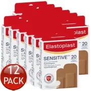 12 x Elastoplast Sensitive Medium Skin 20 Pack Adhesive Strip Wound Dressing