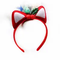 在飛比找PChome24h購物優惠-【摩達客】聖誕派對-聖誕紅貓耳髮箍