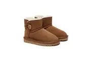 AUSTRALIAN SHEPHERD UGG Boots Kids Sheepskin Wool Mini Button Nolan Chestnut