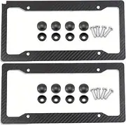 2PCS Carbon Fiber Pattern License Plate Frame, Durable Plastic Bracket with Standard Screw Kits, for US License Plates(2PCS)