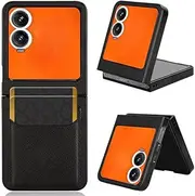[Jarttarn] Compatible with Tecno Phantom V Flip 2 5G Case PU Leather Skin Shockproof Hard Back Cover with Card Slots for Phantom V Flip2 (Black)