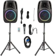 PAIR ALPHASONIK ALL-IN-ONE 12" POWERED 1700W PRO DJ AMPLIFIED LOUD SPEAKERS