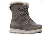 New Sorel Women's Explorer Joan Suede Winter Boots - Quarry/Black Size 7