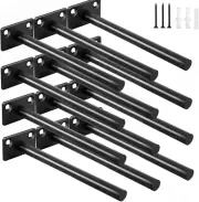 8 Pcs 6" Black Solid Steel Floating Shelf Bracket Blind Shelf Supports - Hidden