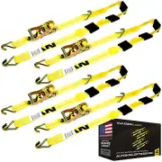 VULCAN Sliding Idler 3-Cleat Car Tie Down, J Hooks - 120", 4 Pack - 1600 lbs SWL