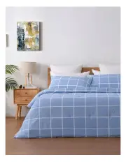 [Dreamaker] 225TC Checkered Cotton Washed Comforter Set in Blue