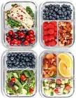 Airtight Glass Meal Prep Containers, 4 Pack, 2 & 3 Compartments, 32 Oz