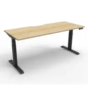 Height Adjustable Single Sided Workstation Natural Oak And Black