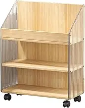 3-Tier Book Rack Organizer Wooden Book Organizer with Acrylic Side Panels Book Case Storage & Magazine Rack for Bedroom