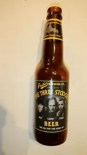 THREE STOOGES Beer Empty Collectible Bottle 1998 Panther Brewing Co.