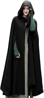 [SaZaK] Casual Women Winter Cloak Hooded Sleeveless Button Closure Long Cape Costume Cosplay Outerwear