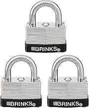 BRINKS - 40mm Laminated Steel Keyed and Warded Padlock, 3-Pack - Chrome Plated with Hardened Steel Shackle