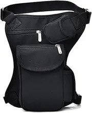 Thigh Bag with Leg Strap Multi-Pocket Leg Bag Adjustable Waist Bag Zipper Closure Unisex 9.1x2.4x12.6 Canvas Drop Leg Bag for Motorcycle, Hiking, Outdoor, Thigh Bag/4437