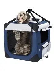 [PaWz] Spacious Outdoor Travel Hand Portable Crate L Pet Carrier Bag in Blue