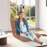 CostwayFloor Chair with Back Support with 14-Position Adjustable Back and Thick Sponge Padding-Coffee