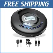 Portable CD Player with FM Transmitter, Bluetooth, Anti-Skip & Type-C Charging