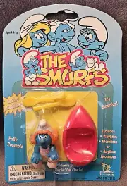 Vintage Smurf Minimates Collectible Smurf Fully Poseable - Sassette with Canoe