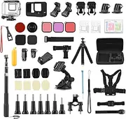 Labymos Action Camera Aessories Kit Sports Camera Aessories Set with Waterproop Housing Silicone Protective Case Selfie Stick Various Mount Bracket and More Replacement for Hero 10/9 Black with