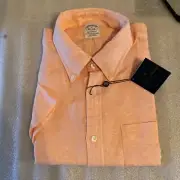Brooks Brothers Regent Fit Irish Linen Shirt Men's Orange Small $108MSRP.