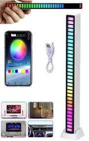 RGB Activated Music Rhythm LED Light Strip Lamp Sound Control Rechargeable White