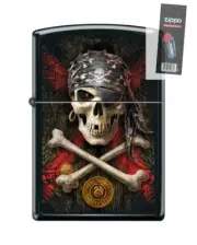 Zippo 54147 Anne Stokes Pirate Skull Cross Bones Lighter + FLINT PACK