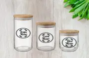 132 Small Pantry Labels Leaves Design 6 x 4.5 cm Either Vinyl or Transparent.