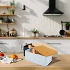 Bread Box with Bamboo Lid Metal Bread Bin Reusable Bread Container heVWC