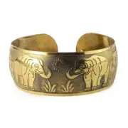 Vintage Antique Bracelet Gold Authentic Thai Elephant Handcarved Jewelry Bangle