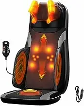 Homasa Full Body Shiatsu Massage Chair Cushion with Heating, Vibration –Massager Chair Pad Massaging Seat with Pillow for Relaxation and Stress Relief for Neck, Back, Waist, Thighs