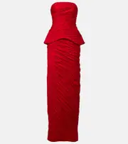 [Marmar Halim] Marmar Halim Peplum pleated taffeta gown UK 14 red