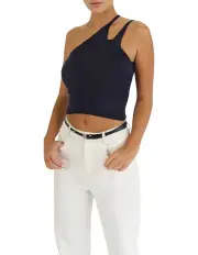 [Belle & Bloom] Symphony Double Strap Knit Crop Top in Navy