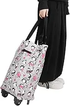 Shopping Cart, Foldable Grocery Cart, Large Storage Space Shopping Bag with Flexible Wheels, Shopping Trolley for Elderly, Mom, for Groceries, Camping, Shopping, Laundry