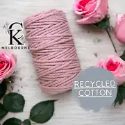 5MM 3ply cord 100m FLESH Macrame Australia 3 Strand Twist Recycled Cotton Soft
