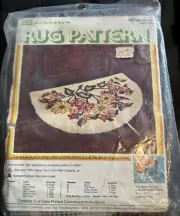 Spinnerin Latch Hook Rug Canvas 40” Half Round Mary Lee Floral No. 368 New