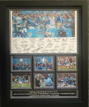 MANCHESTER CITY 2013/14 EPL WINNERS SIGNED LIMITED EDITION FRAMED MEMORABILIA