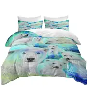 Winter Aurora Art Day Dream Polar Bears Quilt Cover