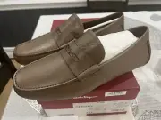NEW Salvatore Ferragamo Newton Gancini Leather Driving Penny Loafers Sz 9.5 EEE