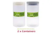 2 x Food Container Canister Jar 950ML Clear Plastic BPA Free Freezer Safe Durable