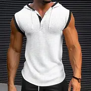 Men's Waffle Shirt Tank Top Undershirt Sleeveless Shirt Sleeveless V Neck Summer Plain Fashion Designer Muscle V Neck Outdoor Going out Gym Black White Red Top