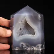 623g98mm Druzy Agate Geode Tower Point Natural Crystal Polished Quartz Healing