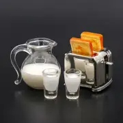 Drinks Dollhouse 1:12 Miniature Glass Milk Pitcher Cups Toaster Set Kitchen Toys