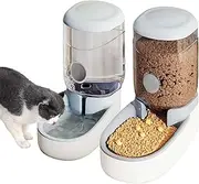 Gyugmhao 4L Automatic Pet Food Feeder and Water Dispenser Set,Larger Automatic Dog Cat Feeder,2.5KG Gravity Feeder and 4L Waterer Set with Pet Food Bowl for Small Medium Dog Puppy Kitten
