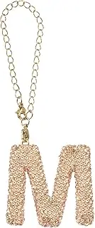 [uxcell] Letter Bag Charm, Bling Glitter Letter Charm Initial Letter Keychains for Woman Bag Accessories Backpack Tote Bag Cup DIY Crafts, Gold Tone, M Shape
