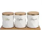 Set of 3 Ceramic Canisters Set Sugar Coffee Tea, Luxurious Storage Containers Se